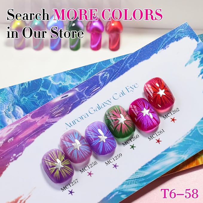 Double Rhythm 0.5 OZ Cat Eye Gel Polish with Magnet 15ML Holographic Glitter Shimmer Translucent Jelly Color Magnetic Nail Polish Salon DIY at Home (Golden Purple-MC1257)