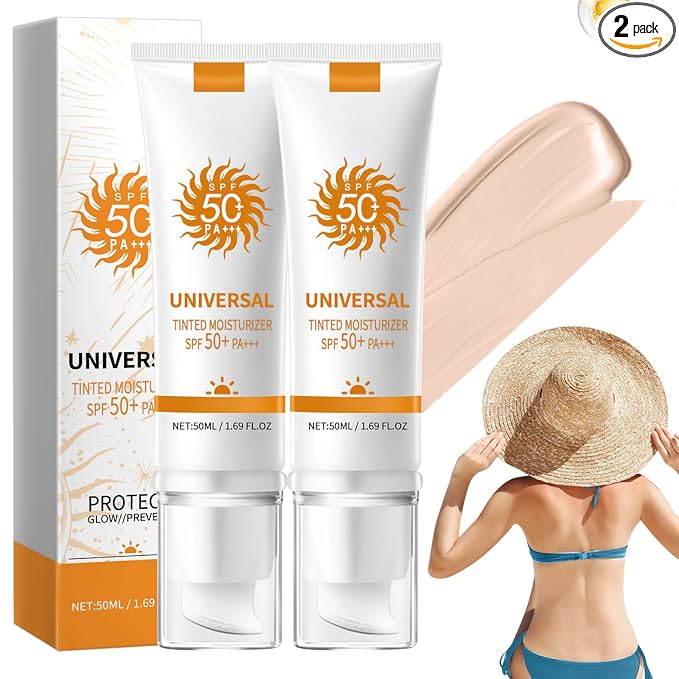 Tinted Sunscreen for Face SPF 50,Universal Protector Solar Con Color,Face Sunscreen Moisturizer,Hydrating Sun Essence Face Sunscreen Hydrating,No Sticky | Travel Size Sunscreen(2PCS)