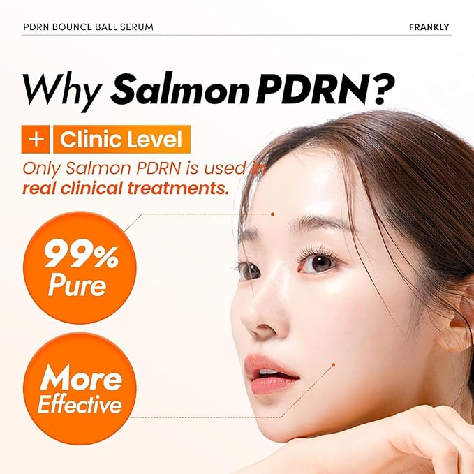 FRANKLY Salmon PDRN Bounce Ball Serum – 99% Pure Salmon DNA PDRN for Post Microneedling Recovery, Redness & Damaged Skin Repair | Glass Skin Korean Skincare | Lightweight, Non Sticky | 1.01 fl oz