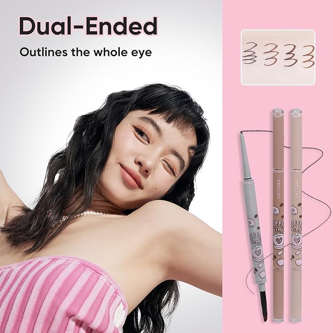 Waterproof Gel Eyeliner Pencil - Highly Pigmented, Smudge-proof, Longwearing and Ultra-Fine Tip for Precise Eye Makeup - Built-in Brush for Easy Application - Ideal for women & girls(01 Black)