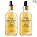 24K Gold Serum for Face, 2Pack Skin Tone Even Anti Aging Moisturizer with Vitamin,Glow Collagen Booster Serum Hyaluronic Acid for Dark Spots & Fine Lines, 2.02fl oz