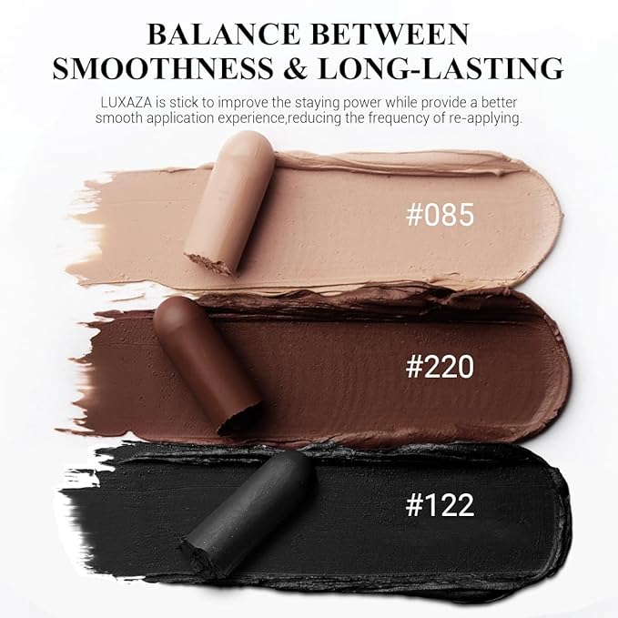 LUXAZA PRO Brown Eyeshadow Stick Makeup Set 3PCS, Neutral Shimmer And Matte Cream Eye Shadow Palette, Metallic Bronze Smoky Eyeliner Brightener Crayon Kit, Ideal Gift for Women -Cocoa Island Matte