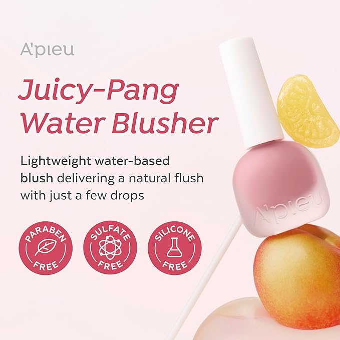 A'PIEU Juicy-Pang Water Blusher [CR02] – Fruity Liquid Blush for Cheeks, Buildable & Blendable Color, Hydrating Dewy Finish with Fruit Extract Blend & Rose Flower Water, 0.31 fl oz