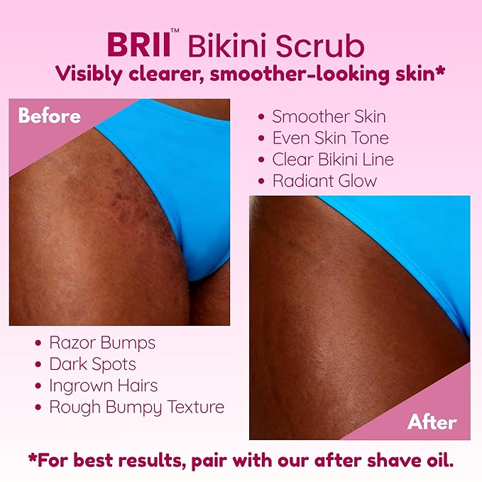 brii Exfoliating Pre Shave + Pre Wax Bikini Area Scrub For Skin Prone To Razor Bumps, Ingrown Hairs & Dark Spots – Gentle Bikini Line & Intimate Area Scrub for Smooth, Even-Tone Skin