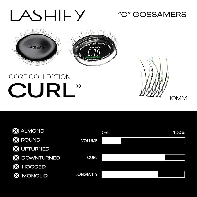 Lashify Curl 10mm Gossamer Eyelash Extensions Refill in Ombre Green, Easy DIY False Lashes for a Natural Look