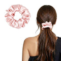 ZLYC 100% Mulberry Silk Scrunchie 19 Momme Gentle Creaseless Hair Tie for Women Dent-Free Ponytail Holder, 3.5cm Solid Pink