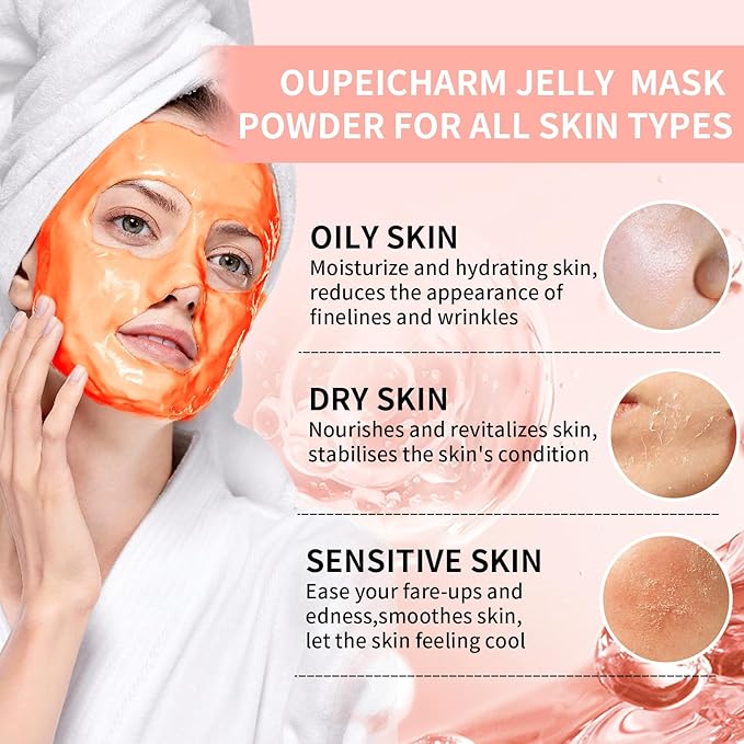 Hydro Jelly Masks for Women Home Spa,Hydrating & Moisturizing Peel-Off Rubber Gel Face Mask Skin Care,Professional Jelly Mask for All Skin Types 23 Fl Oz（Belgiun Cocoa）