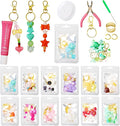 WJXCYGG 12 Set Lip Gloss Keychain Making Kit 120 Assorted Acrylic Beads Packed in 12 Colors 32.8 Ft Rope 12 Keychain Clips for DIY Crafts Women
