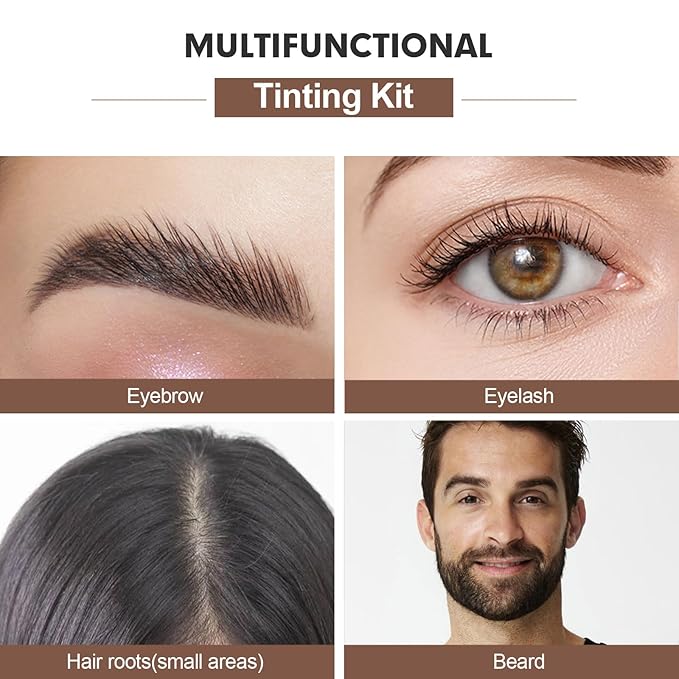 Natural Lash Color Kit, 2 in 1 Professional Black Lash & Brow Color Kit, Instant Bushy Eyelash & Eyebrow Kit Lasting, Safe & Easy DIY Brow Coloring, Black