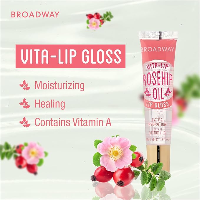 Ruby Kisses Broadway Vita-Lip Clear Lip Gloss (Rosehip Oil 48 Pack), Ultra-Hydrating & Soothing Formula with Vitamin Oils, High-Shine Non-Sticky Finish, Healing Glossy Lip Balm With Vitamin A