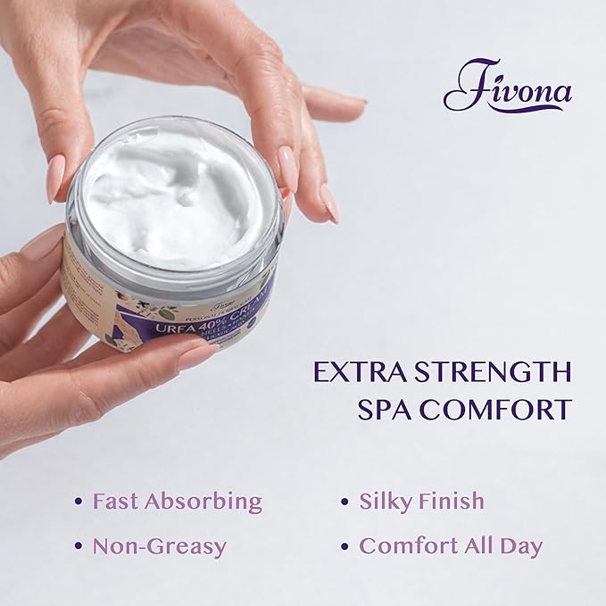 FIVONA 40% Urea Foot Cream for Dry Cracked Heels - Extra Strength Callus Softening Cream with 2% Salicylic Acid, Tea Tree & Lavender, 100g (3.5 oz)