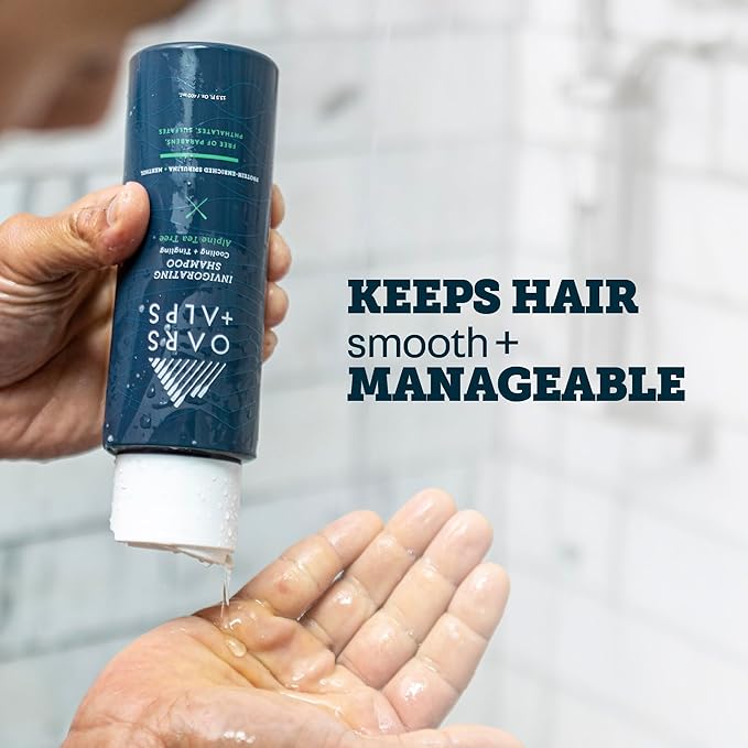Oars + Alps Men's Sulfate Free Shampoo, Infused with Witch Hazel & Tea Tree Oil, Cleanses & Refreshes, Alpine Tea Tree Scent, 1 Pack, 13.5 Fl Oz