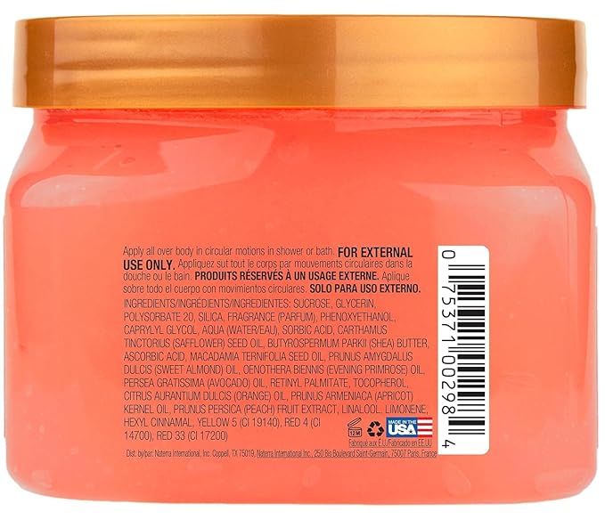 Tree Hut Peach Sorbet Shea Sugar Scrub, Exfoliating, Hydrating & Moisturizing Body Scrub with Shea Butter & Nourishing Essential Oils, Smooth & Soften Skin, 18 oz