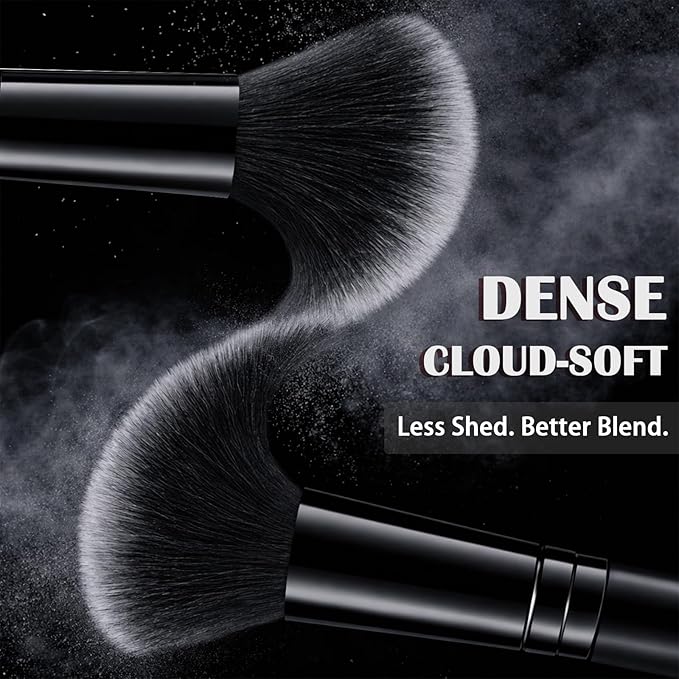 32Pcs Makeup Brushes Set Professional Makeup Kit – Foundation Powder Concealers Blush Eye shadows 25 Pcs Brushes with 4 Makeup Sponge & 3 Powder Puff (Black)
