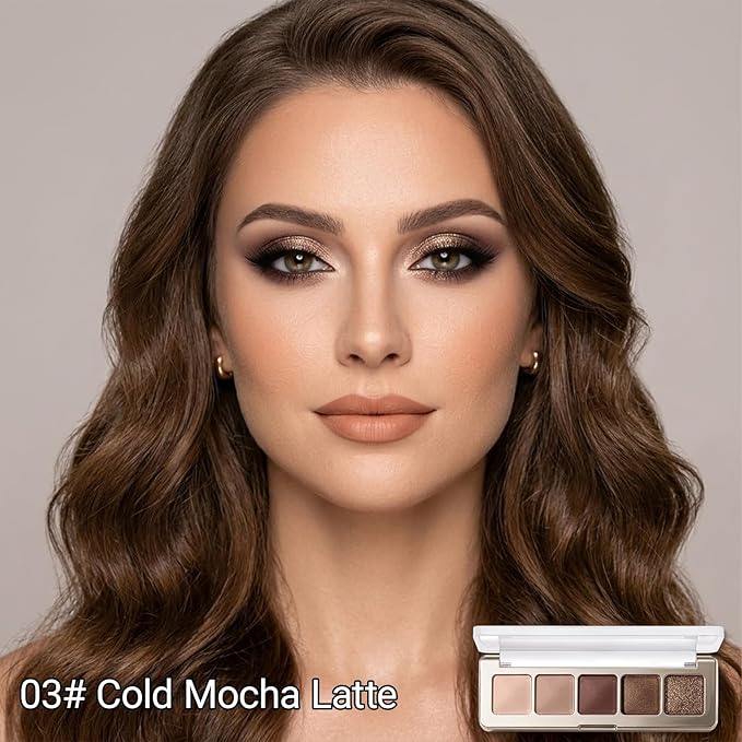 Erinde Beige Taupe Champagne Bronze Brown Eyeshadow Palette, Matte & Shimmer Nude Neutral Eye Shadow Palettes Blendable Long-Lasting Eye & Contour Makeup Palette for Blue, Green Brown Eyes, 03
