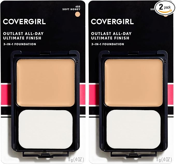 COVERGIRL Outlast All-Day Ultimate Finish Foundation, Soft Honey, 0.4 Ounce (Pack of 2)