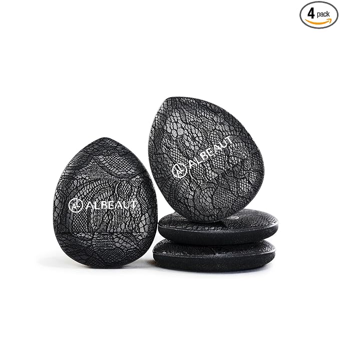 ALBEAUT Mini Cushion Puff, 4PCS Finger-Fit Teardrop Makeup Applicator for Concealer, Cream Blush & Highlighter, Precision Detail Puff for Under Eye & Nose