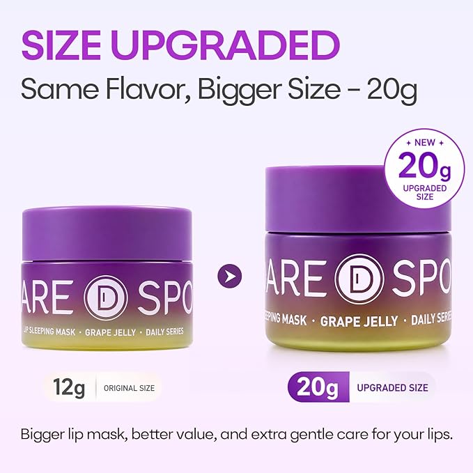 SPODARE Lip Mask Grape 20g - Overnight Lip Sleeping Mask, Lip Moisturizer for Dry Cracked Lips Care, Dual-Color Lips Balm for Nourishing and Softening Lips, Birthday Gifts for Women & Teens