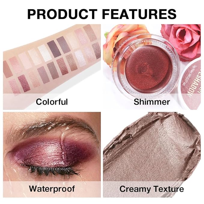 FeiCuiYun Cream Glitter Caramel Shimmer Metallic Eyeshadow Palette Makeup, Natural Single Mini Instant Holographic Eyeshadow For Women, Sombras Crema Para Ojos, Talc, Paraben & Cruelty Free, 710