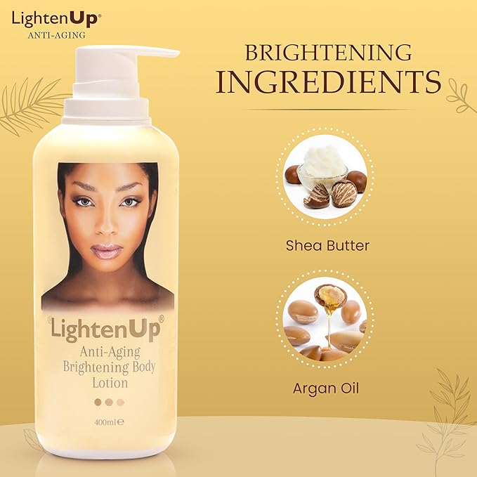 LightenUp Anti-Aging Body Lotion 400ml - Brightening Body Lotion with Argan Oil and Shea Butter
