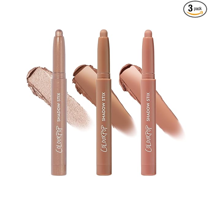 ColourPop Nude Attitude Shadow Stix Makeup Kit - Matte + Shimmer Eyeshadow Make Up Set - Vegan & Cruelty-Free Cream Eyeshadow Sticks with High-Pigment & Metallic Finishes (3 Count)