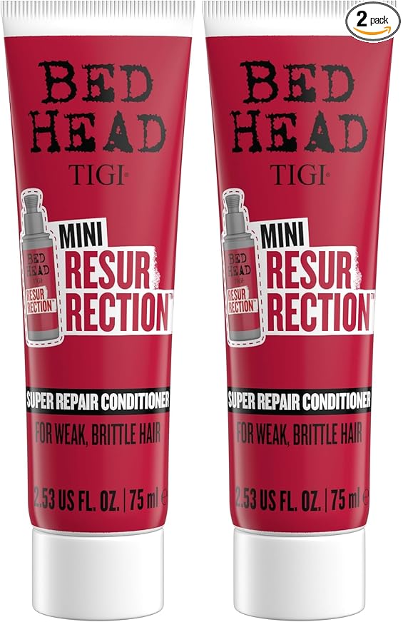 Bed Head by TIGI Resurrection Super Repair Conditioner Travel Mini – Repairing conditioner for dry, brittle and damaged hair with added moisture and nourishment, 2.53 fl oz (Pack of 2)