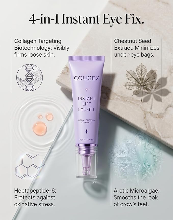 COUGEX Instant Lift Eye Gel - Rapid Eye Tightener Cream for Under Eye Bags and Puffiness, Visibly Lifting Under Eye Balm for Dark Circles & Fine Lines in 5 Min, Suitable for All Skin Types (1)
