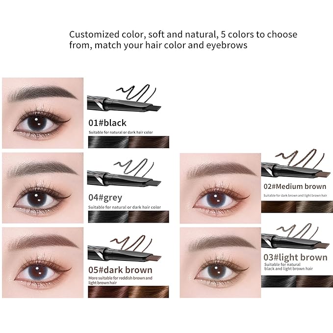 BLUE LOVE Eyebrow Pencil with Refillable Replacement Pack – Long-Lasting, Smudge-Proof, Waterproof, and Natural Finish for All Skin Types (04 Gray)