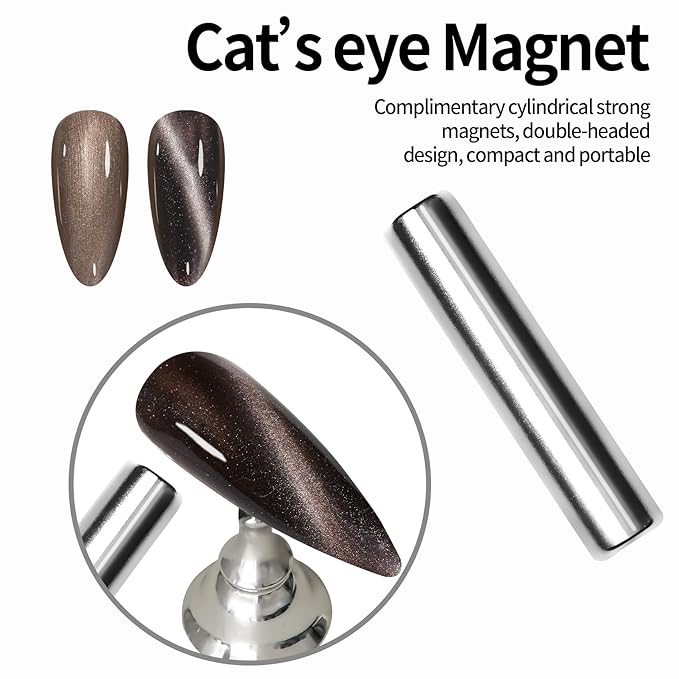 MAYCHAO 15ML Cat Eye Gel Nail Polish 1Pc Black Gel Polish Soak off Holographic Magnetic Nail Polish for Nail Art Manicure Salon DIY at Home, 0.5 OZ
