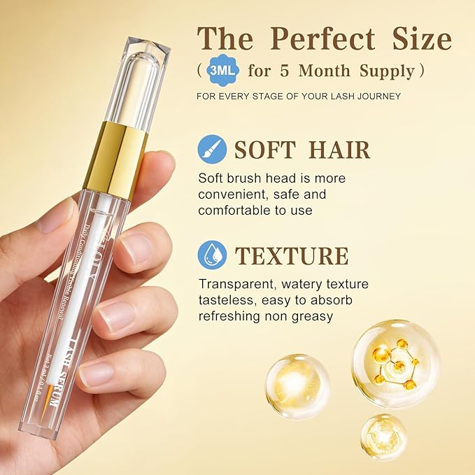 Lash Serum for Eyelash Growth, Peptide Infused Eyelash Serum - Visible Results in 7 Days Eyelash Growth Serum to Boost Longer Fuller and Thicker Looking Lashes for Sensitive Eyes, 3mL (3 mL)