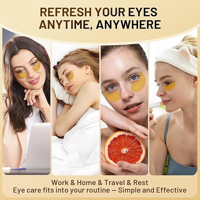Under Eye Patches Masks - for Dark Circles, Puffy Eyes, Fine Lines, Wrinkles, Eye Bags Treatment with Collagen and Hyaluronic Acid,Anti-Aging & Cooling, Moisturizing (60 Pcs) GOLD2