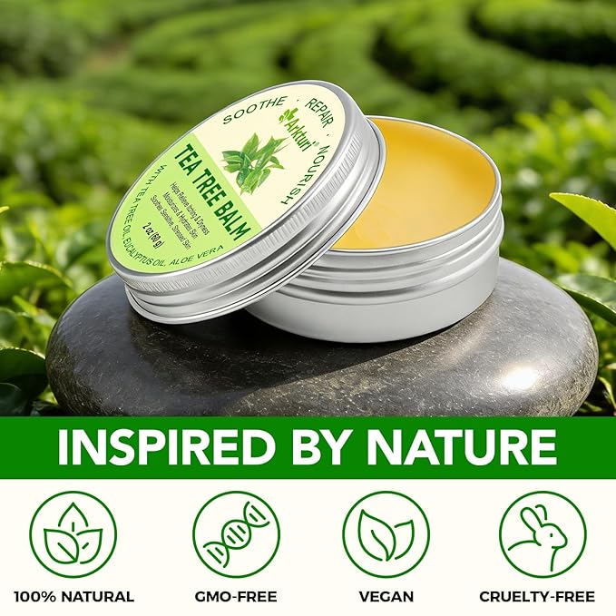 Tea Tree Oil Balm, Tea Tree Oil for Skin, Tea Tree Oil Balm for Dry Skin Relief - Irritated Skin, Cracked Heels - Organic & Safe for All Ages (1 Pack)