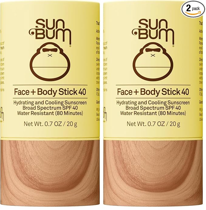 Sun Bum Original SPF 40 Face and Body Sunscreen Stick - Water resistant Broad Spectrum Facial Sunscreen-Hawaii 104 Act Compliant (Made Without Octinoxate & Oxybenzone)-Travel Size-0.7 oz,(Pack of 2)