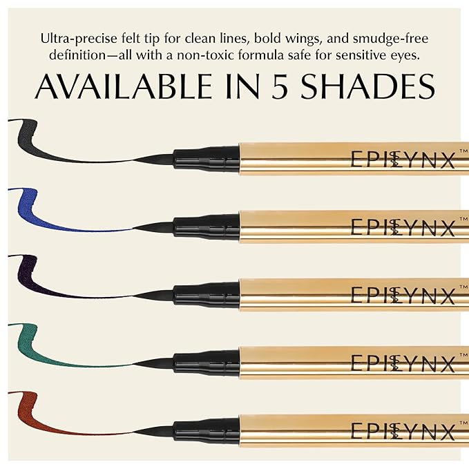 EPILYNX Liquid Eyeliner - Hypoallergenic Eyeliner with Fine Brush Tip, Long-Lasting Waterproof Eye Liner - Cruelty-Free, Vegan, Gluten-Free, Smooth Application Liquid Eye Liner, Green 2mL
