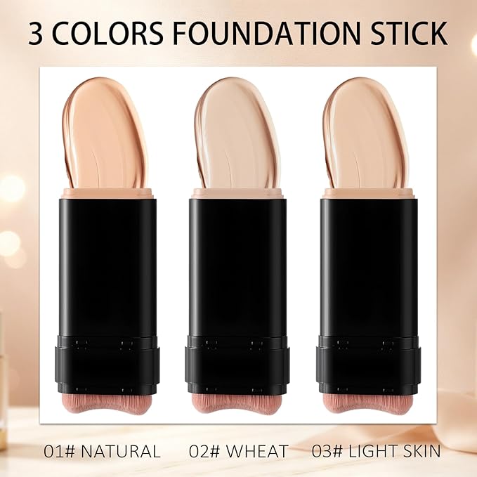 Foundation Stick, Concealer Stick SPF 50+, Waterproof Concealer Foundation Stick, Full Coverage Foundation, Sunscreen Foundation, Tattoo Cover Up Makeup (02# WHEAT)