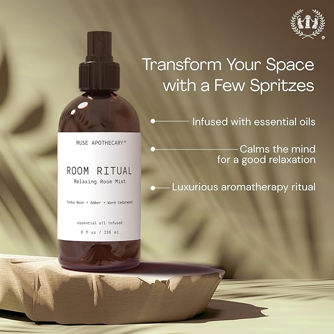 Muse Apothecary Room Ritual - Aromatic and Relaxing Room Mist, Infused with Natural Essential Oils - 8oz, Cara Orange + Fig + Blackberry Vanilla