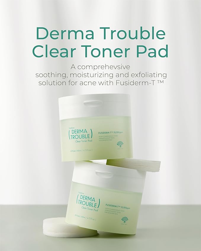 Derma Trouble Clear Toner Pads - 60ct Korean Exfoliating Pads with LHA & PHA for Pore Care - BHA Salicylic Acid Toner Pad for Blackheads, Whiteheads & Bumpy Skin - Glowing Skin K-Beauty