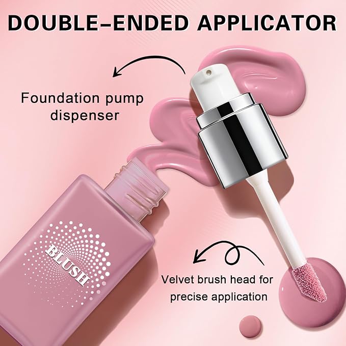 IONSGAKO Liquid Blush for Cheeks, Lightweight Cream Blush Matte Finish Buildable Color Blendable Long-Lasting Blush Highlighter Makeup - 02 Nude Red
