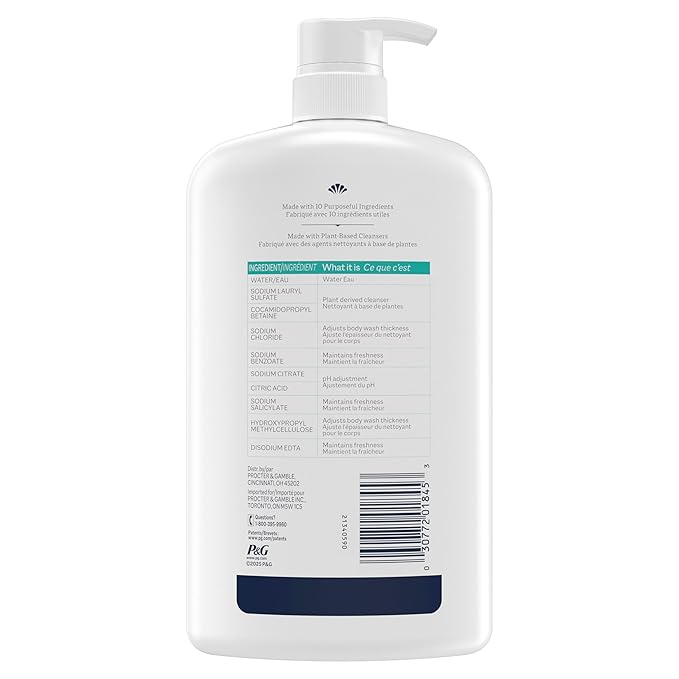 Ivory Body Wash, Designed for the Whole Family, Gentle Formula, Free of Dyes Heavy Perfumes Parabens Phthalates & Silicones, Designed for Skin's pH, Fragrance-Free, 35 oz