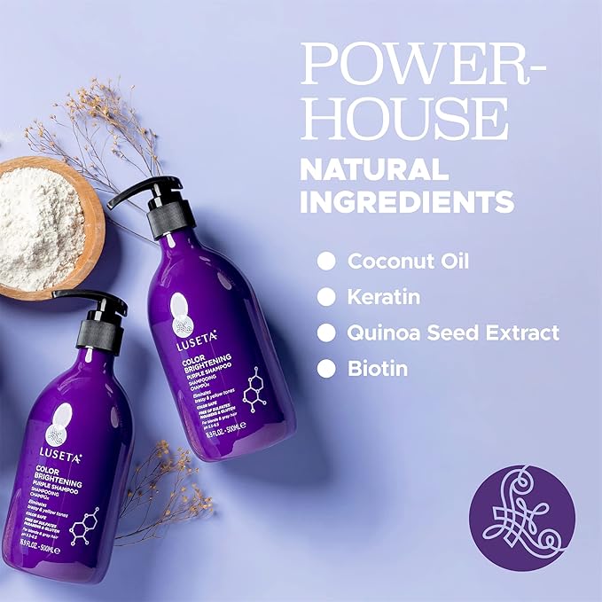 Luseta Purple Shampoo for Women - Blonde, Grey, Color Treated, Curly and Damaged Hair - 16.9oz, Sulfate & Paraben Free