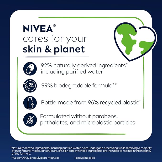 NIVEA MEN Active Clean Body Wash with Natural Charcoal for Normal to Oily Skin,3-in-1 Charcoal Body Wash,Face and Hair,Draws Out Dirt and Impurities,30 Fl Oz Bottle,(Pack of 2)