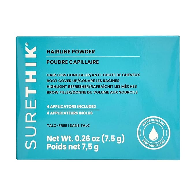 SURETHIK 4-in-1 Premium Hairline Powder Kit - Conceal Thinning Hair, Root Touch-Up, Highlight Refresher & Eyebrow Enhancer for Men and Women (Auburn)