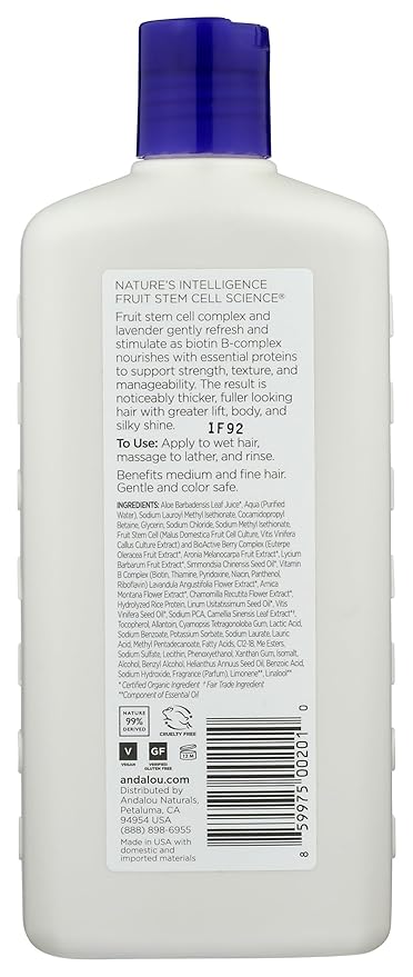 Andalou Naturals Lavender & Biotin Full Volume Shampoo,Purple,11.5 Fl Oz (Pack of 1)