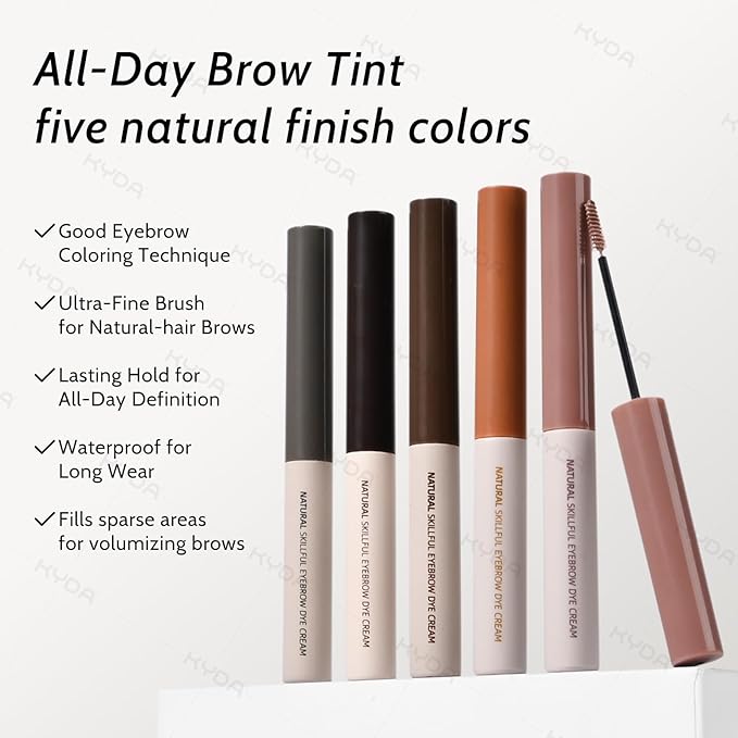 KYDA 2 Pcs Tinted Eyebrow Cream, Ultra-Fine Brush Tinted Brow Gel, Waterproof Smudgeproof Eyebrow Mascara, Long Wear, Natural Brow Makeup without Clumping, Natural Brown
