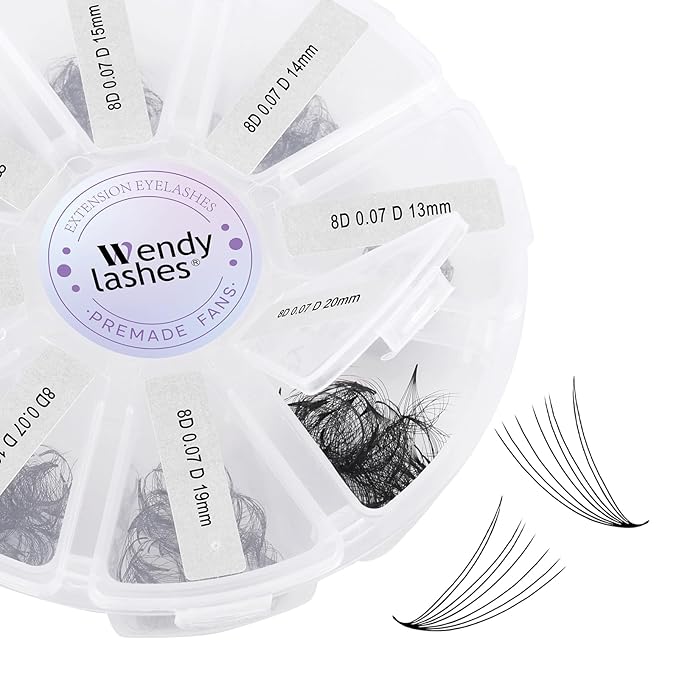 Black Pre-made Volume Lash Extension 500+8D Handmade Loose Fans C/D Curl 13-20mm Mixed Premade Lash (500Pcs-8D-0.07-D, 13-20mm Mixed)