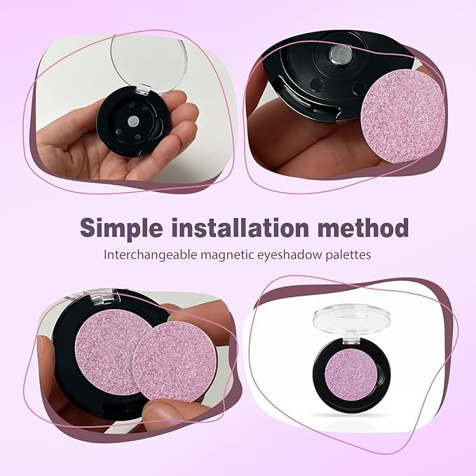 Refillable Eyeshadow Palette - Matte/Glitter/Duo-Chrome Pressed Powder & Cream Formula, Neutral/Shimmer/Smokey Multichrome, Travel-Friendly Iron Pan Refills (Glitter, D49)