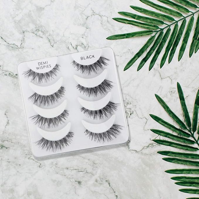 Ardell Demi Wispies False Eyelashes, Black - Full Volume Wispy Lashes, Reusable Strip - Natural Look, Eye Makeup Enhancement, 2 Pack