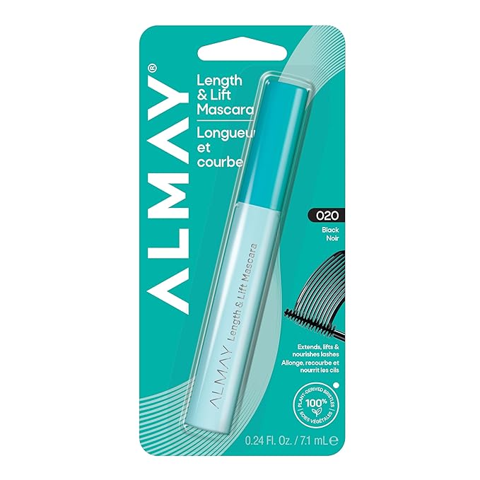 Almay Lengthening Mascara, Volume & Lift, Eye Makeup, Hypoallergenic and Fragrance Free (Packaging May Vary), 030 Black, 0.24 fl oz