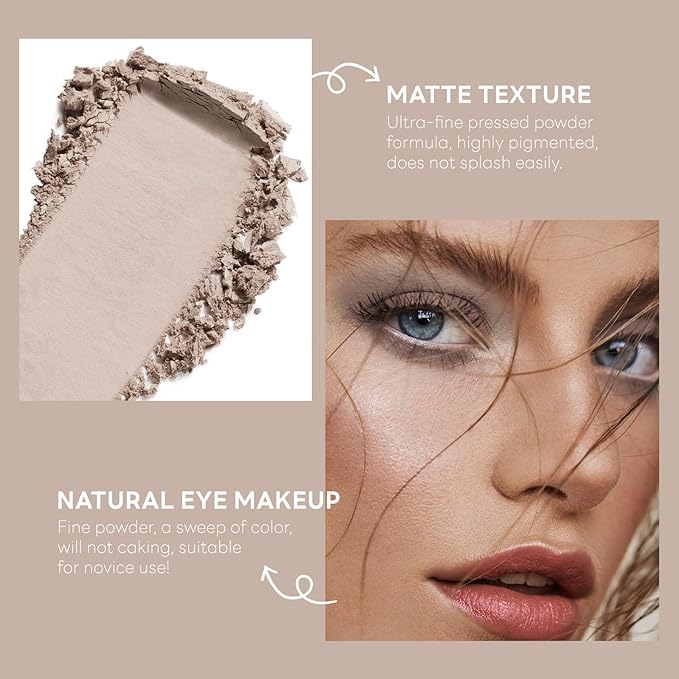 HOSAILY Grey Brown Single Matte Nude Eyeshadow, Velvet Neutral Eye Shadow for Older Women Pressed Powder Primer Base Makeup, LongLasting Cool Toned Eye Shadow Palette Makeup, sombras para ojos 03