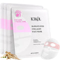 2-in-1 Collagen Face Mask with Integrated Eye Patches, Anti-Aging Overnight Hydrogel Mask for Glass Skin Glow, Red Ginseng & Peptides for Firming & Hydration, 4 Sheets (Pink)